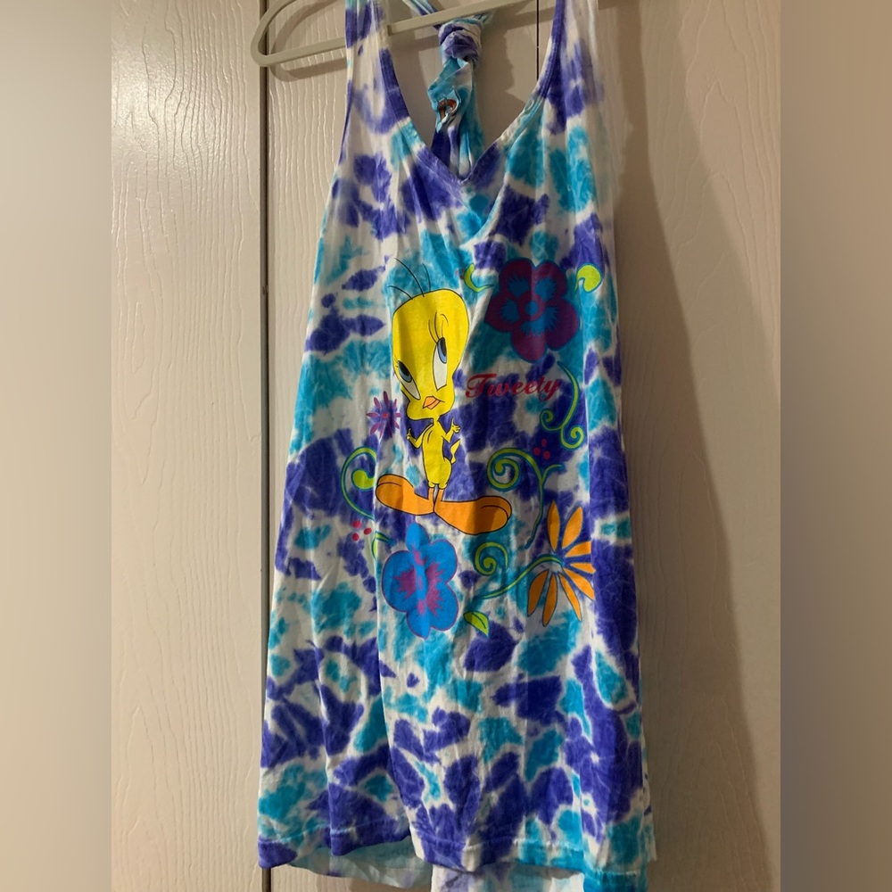 Tweety Tie-Dye Tank Top for women’s Blue & Purple VTG